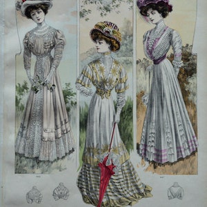 Impresión de moda francesa del siglo XIX &quot;La Haute Mode de Paris n.84&quot;