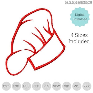 Chef Hat Embroidery design in 4 sizes   DIGITAL FILE