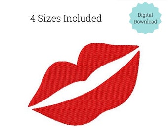 Lips Embroidery design in 4 sizes   DIGITAL FILE