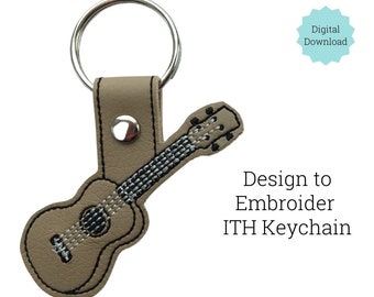 Llavero de ukelele con diseño de llavero. ITH en la pestaña Hoop Snap Diseño para máquina de bordar *Archivo digital*