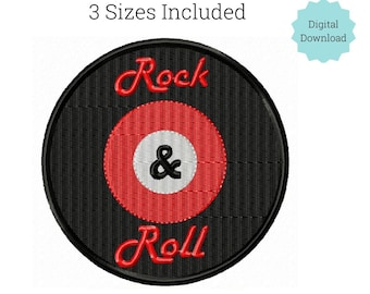 Record 50's Sock Hop embroidery design 3 sizes included  Embroidery Machine DIGITAL FILE