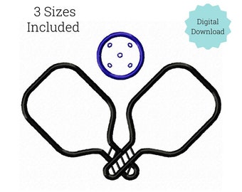 Pickleball embroidery design in 3 sizes.   Embroidery Machine DIGITAL FILE