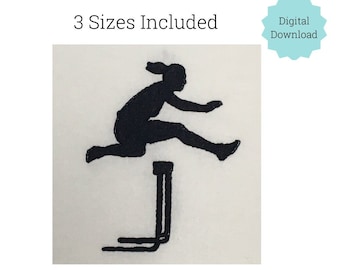 Female Hurdler jump track and field embroidery design in 3 sizes. Girl Runner silhouette Embroidery Machine DIGITAL FILE