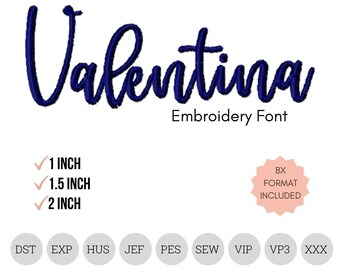 Valentina Script Handwriting Machine Embroidery Font Embroidery Font in 3 sizes  Bx format included!  DIGITAL FILE