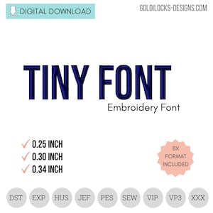 Tiny Machine Embroidery Font Embroidery Font in 3 sizes  BX format included!  DIGITAL FILE