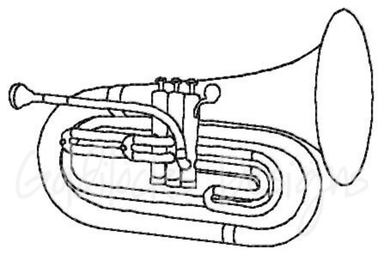 Marching Baritone Euphonium Outline Embroidery Design 3 Sizes Etsy