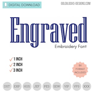 Engraved Serif Embroidery Font | Elegant Narrow Alphabet | Machine Embroidery BX Letters DIGITAL FILE