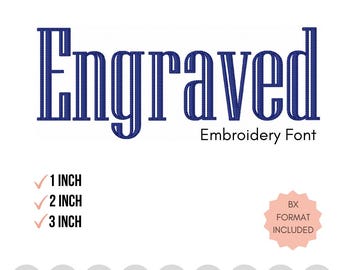 Gegraveerd serif-borduurlettertype | Elegant smal alfabet | Machineborduurwerk BX-letters DIGITAAL BESTAND