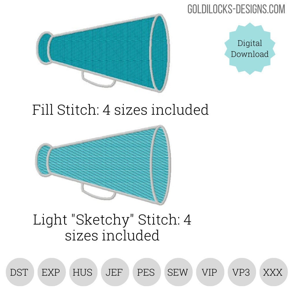 Megaphone Cheerleader Fill Stitch Machine Embroidery Design 4 - Etsy