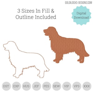 Golden Retriever dog embroidery design. 3 sizes included in fill and Outline!  3&quot;, 3.5&quot;, 4&quot;     DIGITAL FILE