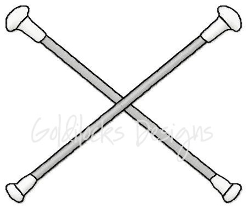 Batons crossed embroidery design 3 sizes 2 3 Etsy