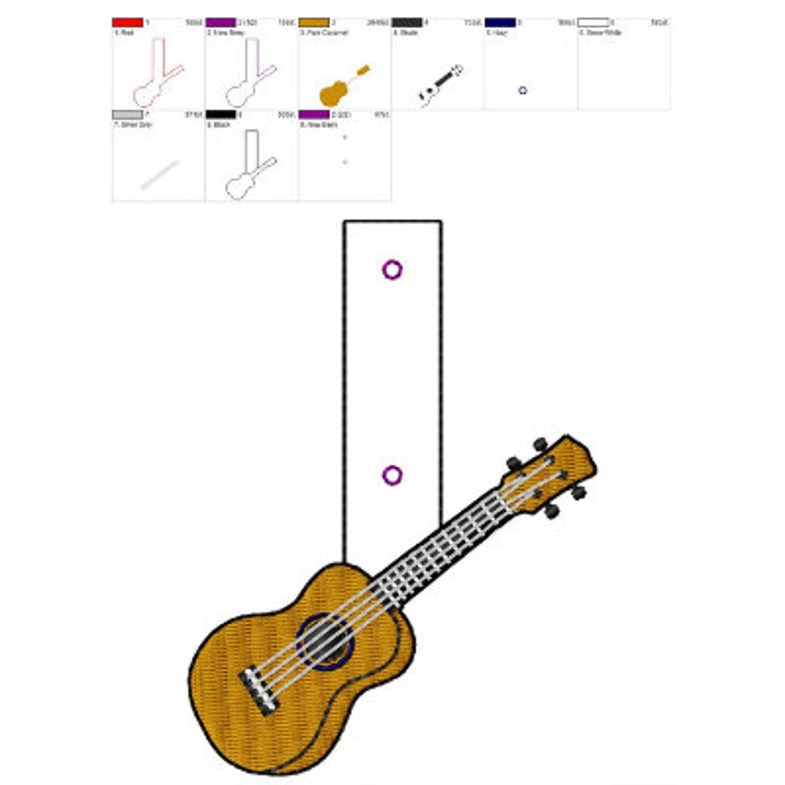 Ukulele Keychain Key Fob Design. ITH in the Hoop Snap Tab Etsy