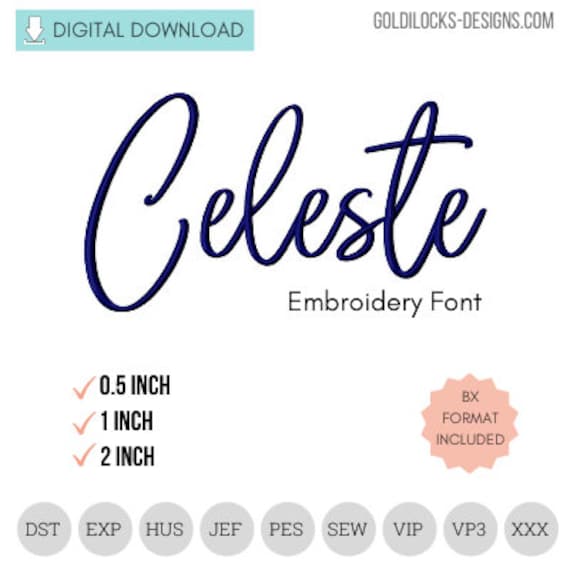 Celeste Script Handwriting Machine Embroidery Font Embroidery 