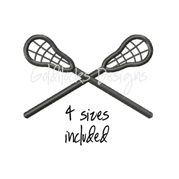 Lacrosse crossed sticks logo embroidery design in 4 sizes. | Etsy
