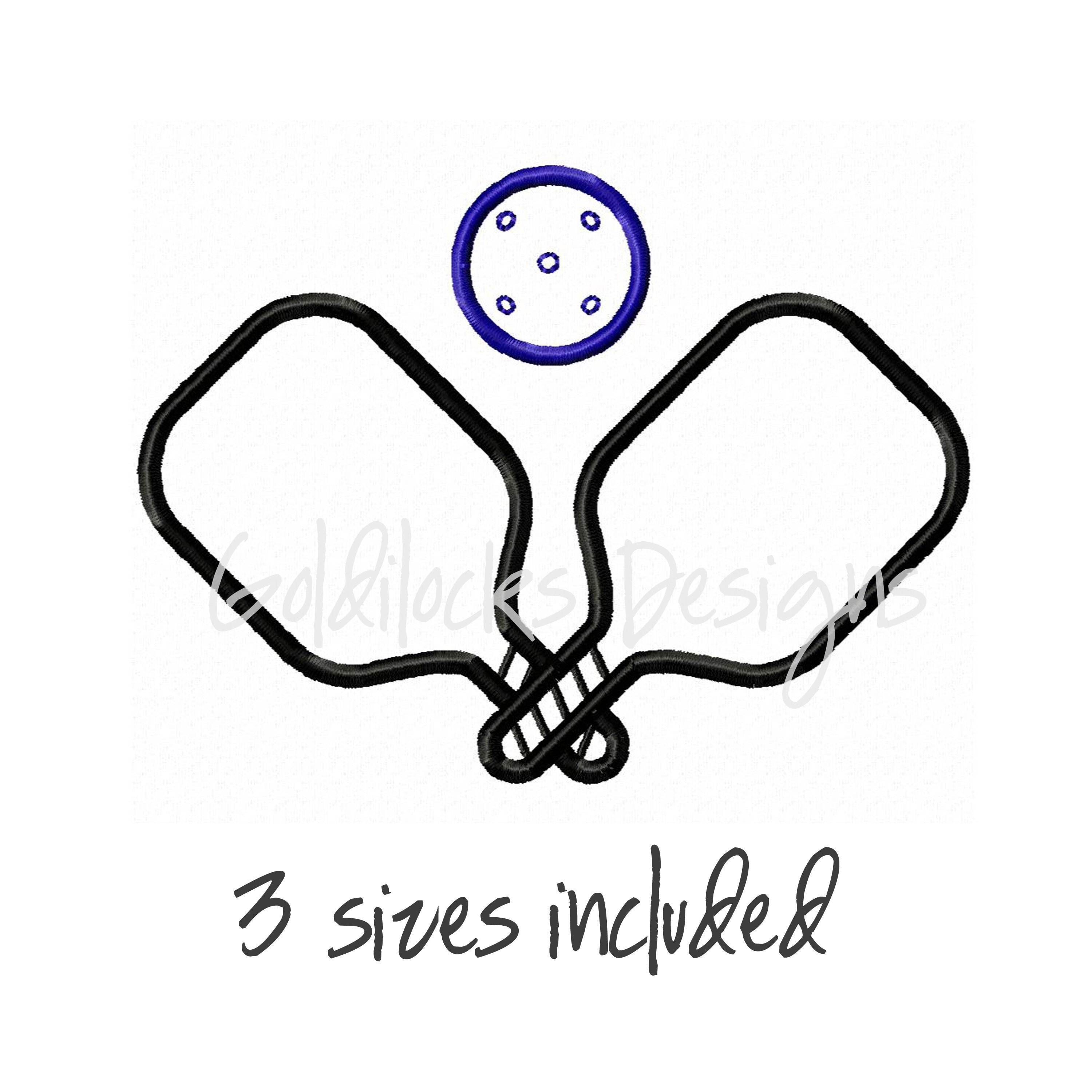 Pickleball embroidery design in 3 sizes. Embroidery Machine Etsy