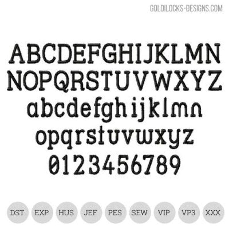 Typestyle Extended Typestyle Typewriter Cute and Trendy Machine Embroidery Font 3 Sizes Bx ...
