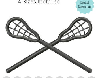 Lacrosse crossed sticks logo embroidery design in 4 sizes.  Polo logo size Embroidery Machine DIGITAL FILE