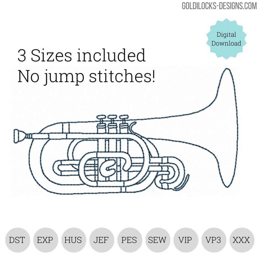 Marching French Horn Euphonium Quick Stitch Outline Machine Etsy