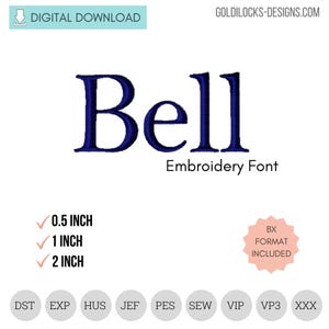 Bell Serif Machine Embroidery Font Embroidery Font in 3 small sizes  Bx format included!  DIGITAL FILE