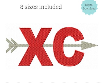 Cross country XC logo multicolor machine embroidery design in 8 sizes