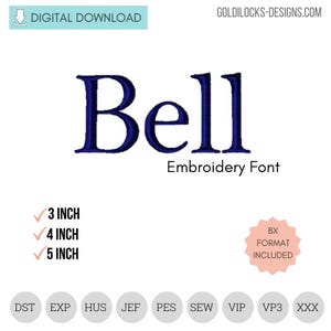 Bell Serif Machine Embroidery Font Embroidery Font in 3 LARGE sizes  Bx format included!  DIGITAL FILE