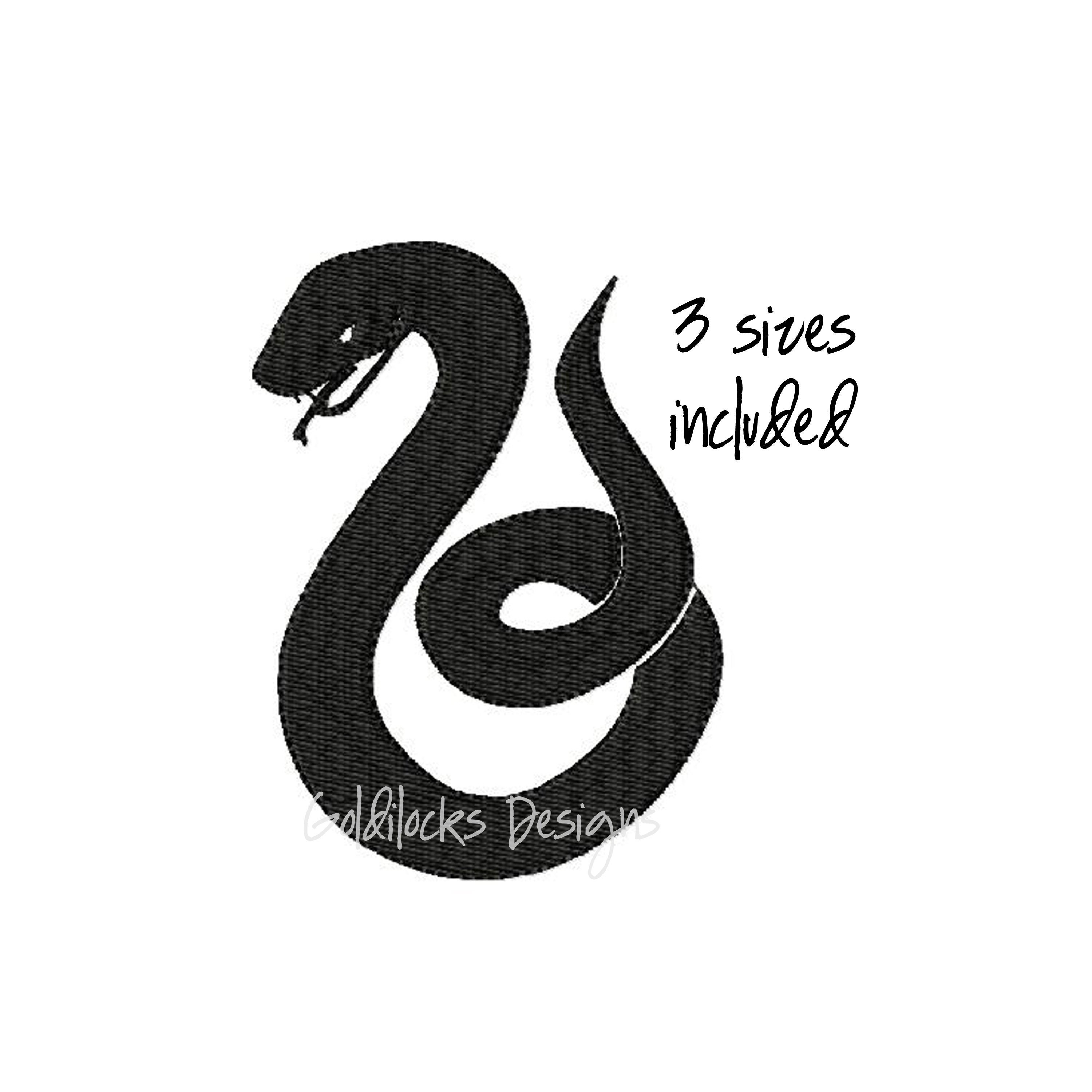 Slytherin Snake Harry Potter Embroidery design 3 sizes fill | Etsy