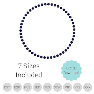 Dots circle border frame embroidery design in 5 sizes.   Embroidery Machine DIGITAL FILE