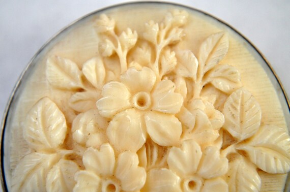 Antique Chinese Solid silver Hand Carved Floral P… - image 3