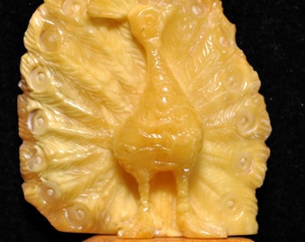Vintage  Natural Baltic Hand Carved Butterscotch Amber Peacock 30.80 grams