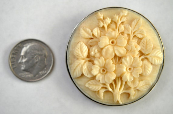 Antique Chinese Solid silver Hand Carved Floral P… - image 5