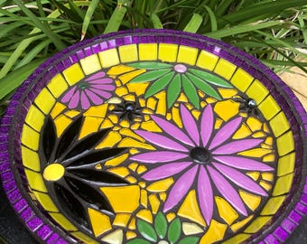 Mosaic Kit: Yellow & Purple Bee Bath