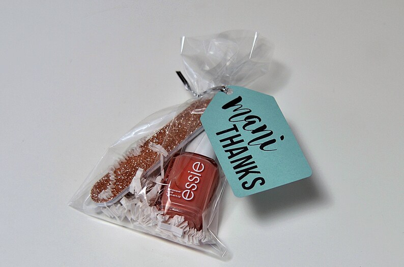 Nail polish party favor bag kits Mani Thanks tags Etsy