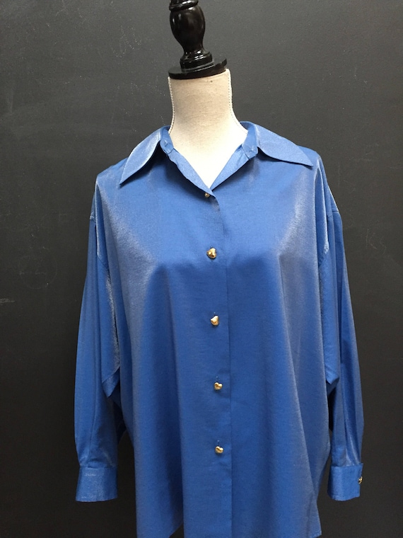 Shimmering YSL Blouse with Heart Buttons