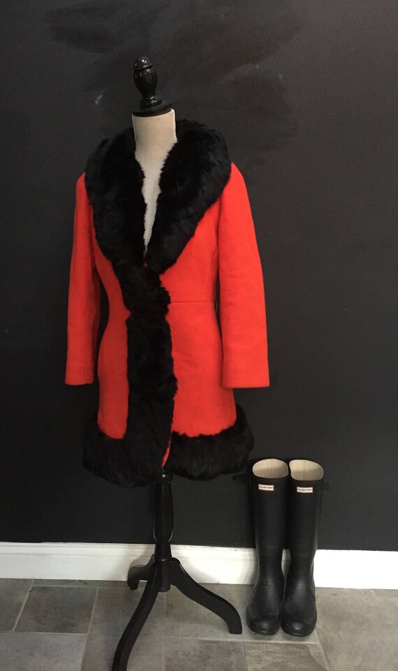 Fur Trimmed Lilli Ann Red Wool Coat