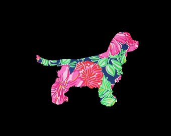 Spaniel with Tail, Cocker Spaniel, Springer Spaniel Dog Puppy Preppy Print Decal!  Choose your Pattern and Size!