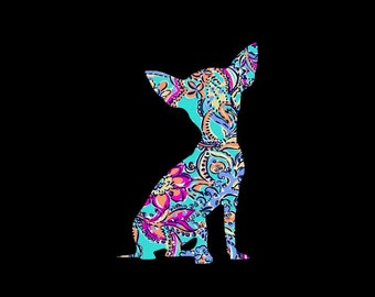 Sitting Chihuahua Patterned Vinyl Decal for cars, notebooks, laptops and more! Choose your favorite preppy print and size!