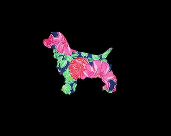 Cocker Spaniel, Springer Spaniel Dog Puppy Preppy Print Decal!  Choose your Pattern and Size!