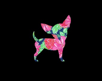 Perky Chihuahua Decal for your car, phone, tablet, wherever! Choose your favorite preppy print and the size that works best for you!