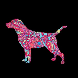 Lab Labrador Retriever Patterned Vinyl Decal for your car, laptop, or wherever!  Choose your favorite preppy print or pattern and size!