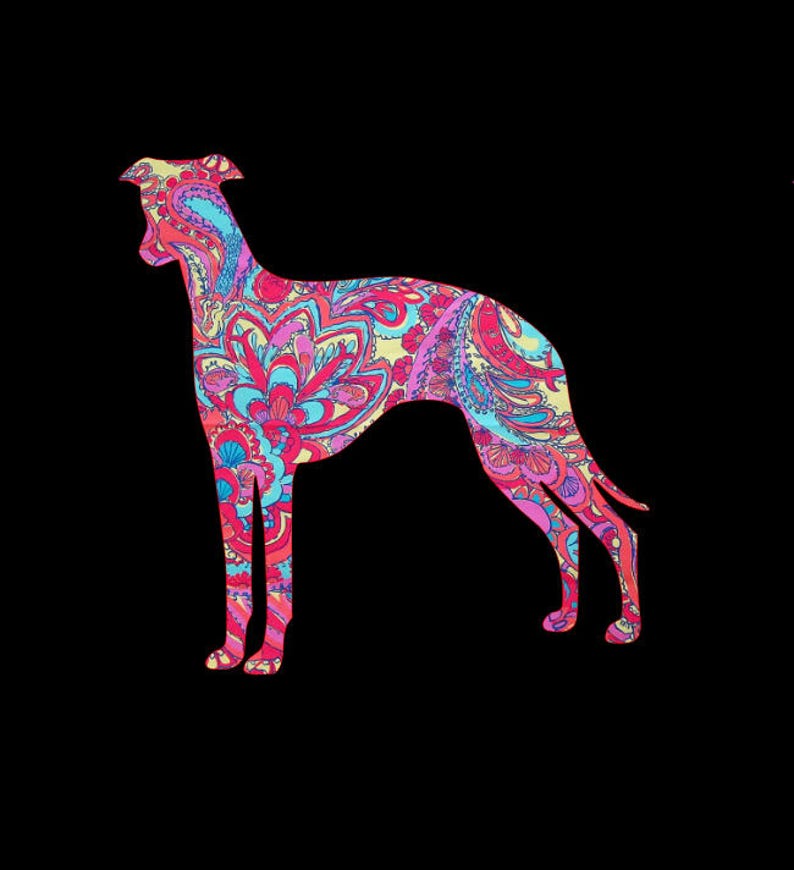 Snap Dog English Whippet patterned vinyl decal in many prints and sizes image 1