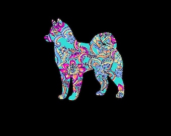 Siberian Husky patterned vinyl dog decal in your choice of preppy prints and patterns and sizes!