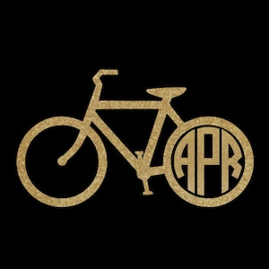 Glitter Bicycle Vinyl Monogram Decal,  Bicycle Sticker, Glitter Monogram Vinyl Decals, Bike, Bicycle, Cyclist