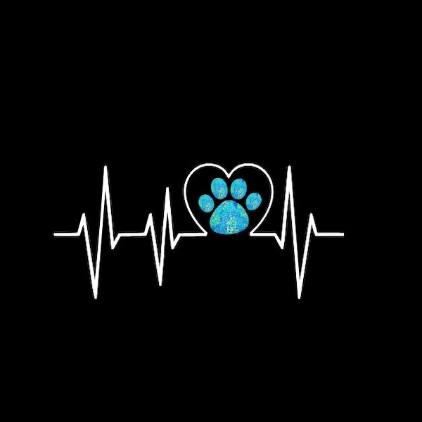 Paw Heartbeat Decal, Dog Print, Paw Print, Puppy, Car Decal, Pattern Paw, Vinyl Decal