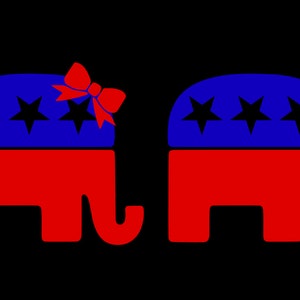 GOP Republican Elephant Decal, with or without bow, choice of color and size!