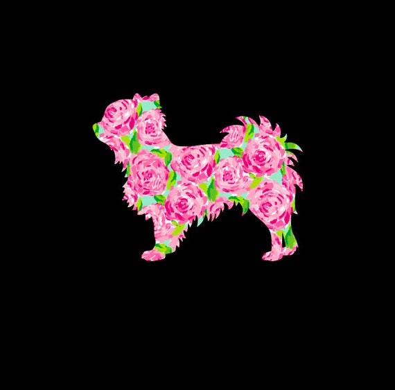 Long Hair Chihuahua Decal for your car, phone, tablet, wherever! Choose your favorite preppy print and the size that works best for you!