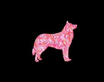 Siberian Husky patterned vinyl dog decal in your choice of preppy prints and patterns and sizes!