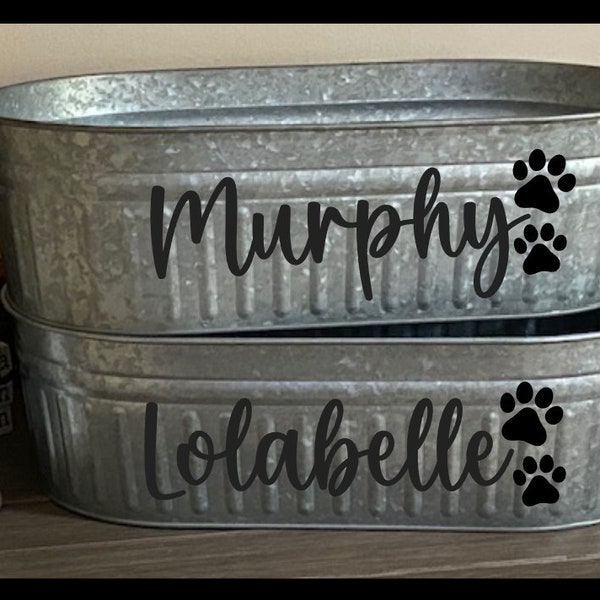 Custom Oval Tub with Handles for your four-legged love!  Galvanized SteelRustic Farmhouse Decor, Pet Toy Storage.  Several styles!