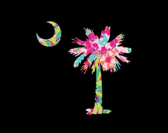 Carolina Palmetto Palm Moon and Palm Tree decal for your car, laptop, or home decor! Choose your pattern and size for a one of a kind decal!