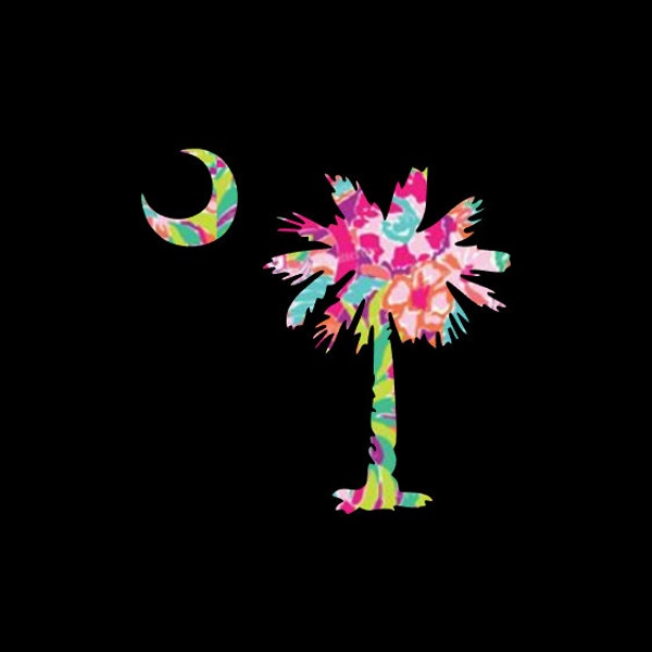 Carolina Palmetto Palm Moon and Palm Tree decal for your car, laptop, or home decor! Choose your pattern and size for a one of a kind decal!