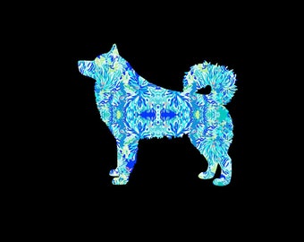 Alaskan Malamute patterned vinyl decal in many prints and sizes!  Choose your favorite preppy print or pattern and size!